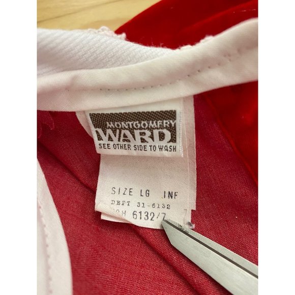 Vintage Girls Montgomery Ward Lace Bib Collar Red Velvet Holiday Dress 2/3T - Picture 6 of 14